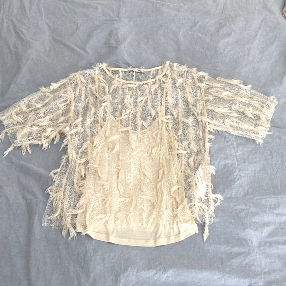 Zara feather top with cami lining